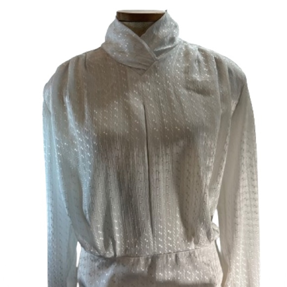 White Vintage Polyester Nicola Blouse Size 10